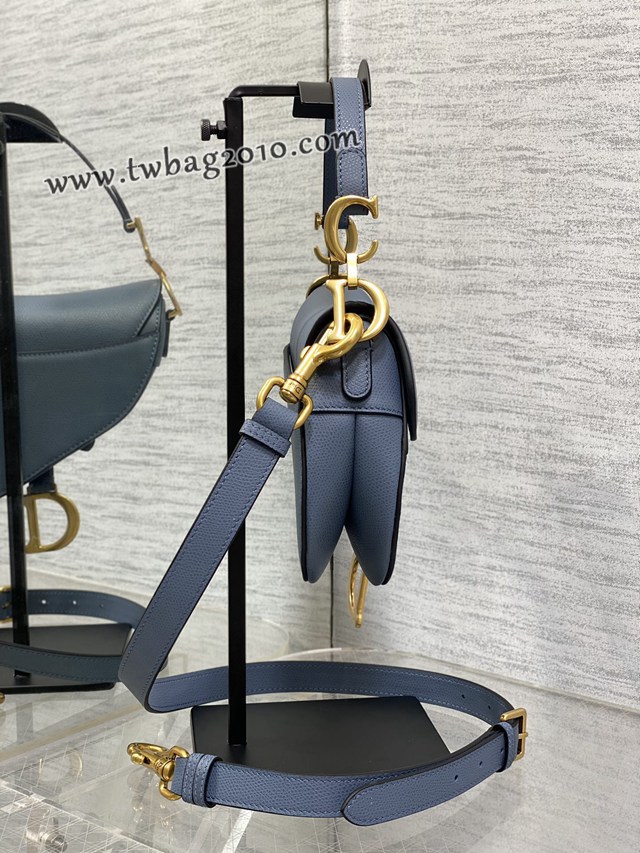 Dior专柜新款迪奥顶级原单原厂皮牛仔蓝小号经典马鞍包 djfk1087